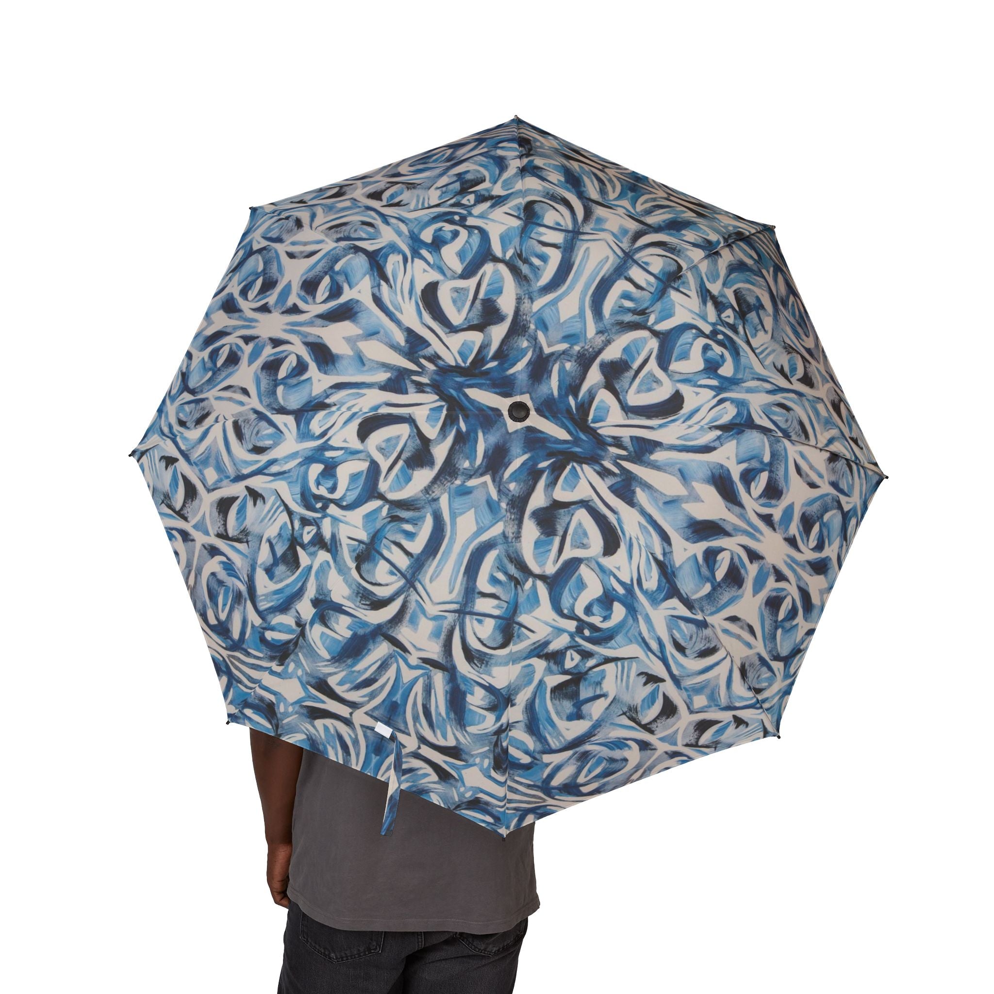 blue patterned patio umbrella Chantilly Umbrella